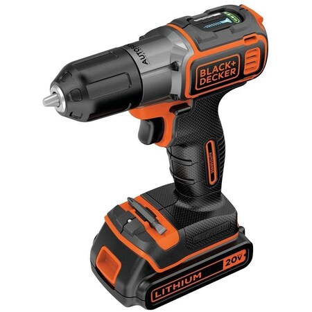 Black & Decker DrillDriver, Battery Included, 20 V, 38 in Chuck BDCDE120C